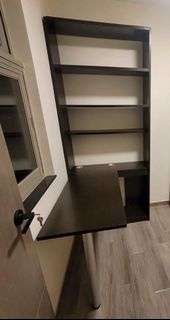 L型 電腦枱書枱連書架鍵盤抽屜 Bookshelf Desk