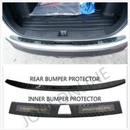 Proton X50 steel rear bumper guard protector with logo and inner bumper protector carbon fiber