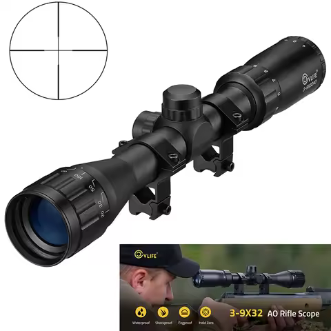 CVLIFE 3-9x32 AO Scope Optics Crosshair Reticle Sights Adjustable Diopter for 11mm Dovetail Mounts ‎