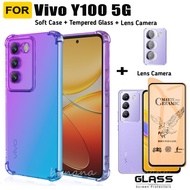 Vivo Y100 5G Shockproof Phone Case for Vivo Y28 Y27S Y17S Y03 Ceramic Frosted Tempered Glass Film and Lens Film