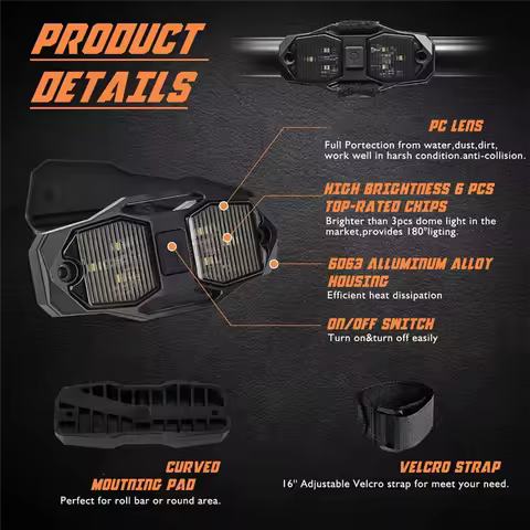 For UTV 4WD For Polaris For RZR For Can-Am Compatible Red White Dual Color LED Roll Cage Dome Light 