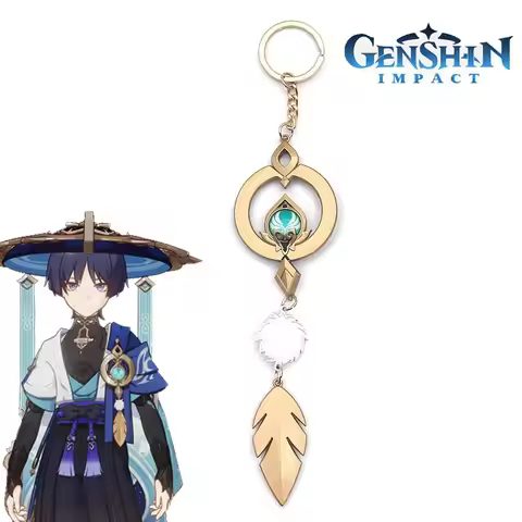 Genshin Impact Keychains Wanderer Vision Of God Keychain Cosplay Venti Nilou Scaramouche Eula Pendan