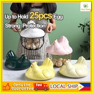 ♞,♘,♙Large Stainless Steel Mesh Wire Egg Storage Basket with Ceramic Farm Chicken Handles（Can Hold
