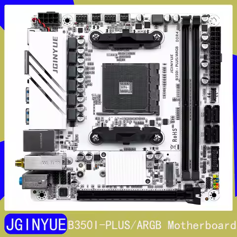 JGINYUE B350I-PLUS/ARGB Motherboard AMD AM4 ITX 2xDDR4 RAM PCI-E 3.0 Support AMD AM4 1000/2000/3000/