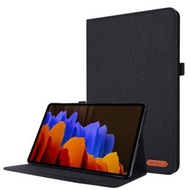 全城熱賣 - 適用於 三星 Galaxy Tab S8+ / Tab S8 Plus / Tab S7 FE / Tab S7+ / T970 布紋+TPU平板保護殼 帶名信片卡夾（黑色）