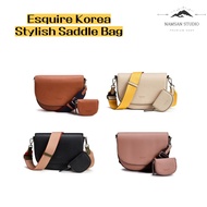 ♞,♘,♙Esquire Korea Stylish Saddle Bag(Brown, Ivory, Black, Pink)