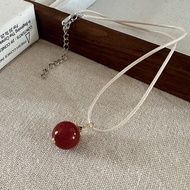 Mã Não Đỏ Tự Nhiên Mặt Dây Chuyền Vòng Cổ Mới Phong Cách Trung Hoa Của Cặp Đôi Người Bạn Thân Nhất N