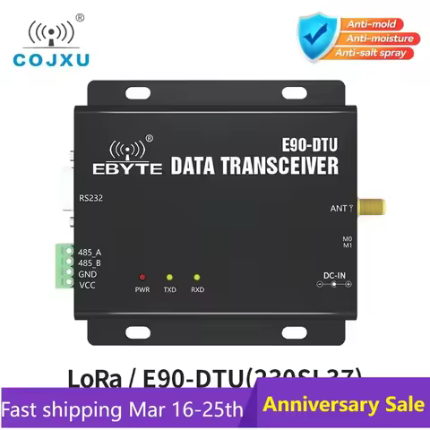 SX1262 LoRa 230MHz 37dBm RS232 RS485 RSSI ebyte E90-DTU(230SL37) Networking Modem PLC Long Distance 