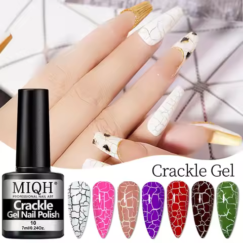 Crackle Nail Polish Gel, 7ML/0.24oz - Hypoallergenic, Acetone-Free, Blow-Dryable for Quick Cracking 