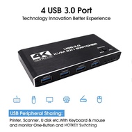 4K USB KVM Switch USB 3.0 HDMI-compatible KVM Switch 2 In 1 Out for 2 PC Sharing Keyboard and Mouse EDID / HDCP Printer