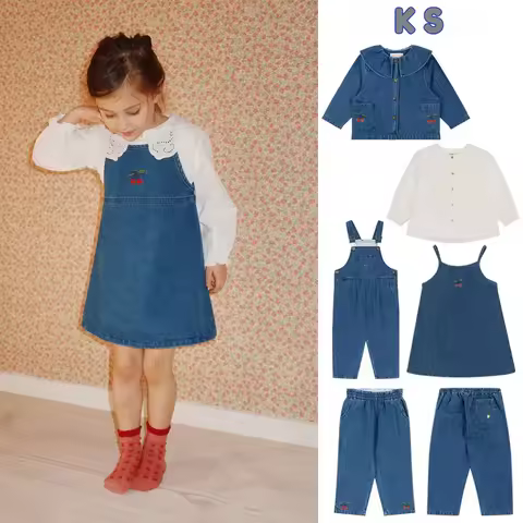 New Autumn Ks Children's Clothing Baby Girls Denim Jacket Tank Dress Suits Toddler Girls Coat Denim 