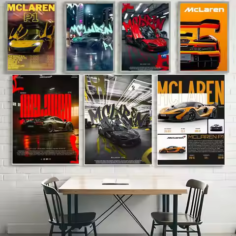 M-McLaren P1 GTR AUTO Poster HD Waterproof Self-Adhesive Wall Art with Multi-Scene Compatibility