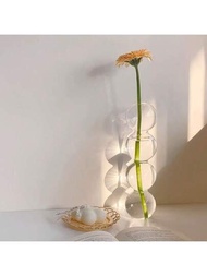 1 pieza Florero hidropónico de burbuja de vidrio transparente, florero de burbuja con estilo lindo y único, florero esférico creativo para centros de mesa de boda y decoración del hogar