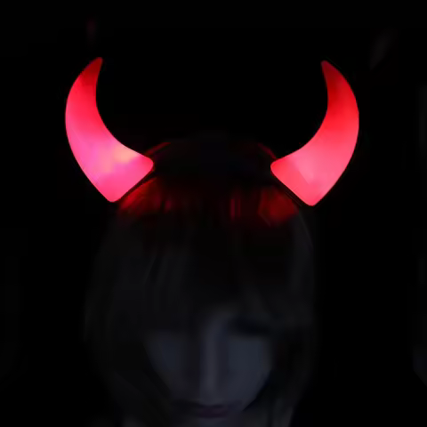 Red LED Demon Devil Bull Horns Headband Glow Party Prop for Women Girls Boy Festival Halloween Chris
