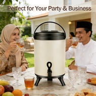 Milk Tea Bucket with Faucet, Stainless Steel Hot Cold Thermos Jug for Party Wedding Cafe 6L 8L 10L 1