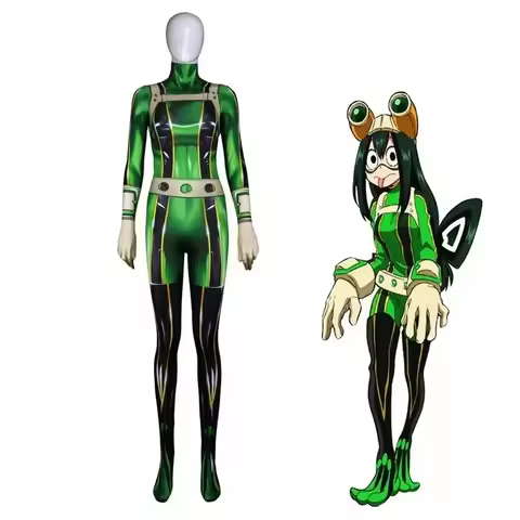 ABC123CosplayAnime Cosplay Asui Tsuyu Ochaco Uraraka wig women costume carnival Halloween Costume bo