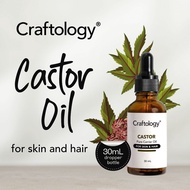 Craftology Castor Oil 30mL, Cold-Pressed, Hexane-Free, Brow & Eyelash Oil in Glass Dropper Bottle