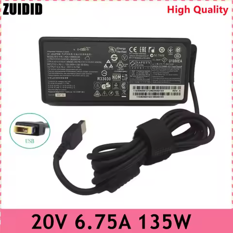135W 20V 6.75A Square Laptop Adapter ADL135NLC3A Charger for Lenovo T440p Y50-70 R720 Y700 T540p P51