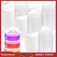 [Redpowderyan] 100 Sets 1.5 Oz Clear Heart Shaped Jello Cups with Lids, Small Condiment Containers, 