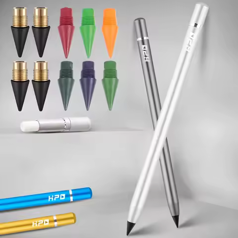 Metal Inkless Pen Inkless Erasable Metallic Aluminum Pencil with Eraser for Writing Drafting Drawing