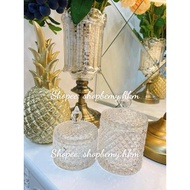 Glass JAM POT Luxurious diamond-patterned glass jam and confectionery jar