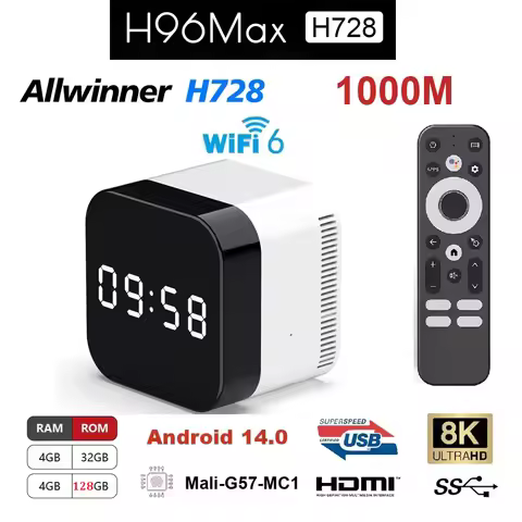 NEW H96 MAX H728 TV BOX 4G 32G 128G Android 14 Quad Core 4K 8K 1000M Ethernet Wifi6 BT Smart Media P