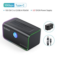 ORICO RGB Light 2-Bay Type-C 10Gbps Hard Disk Docking Station สำหรับผู้ที่ชื่นชอบเกม Auto-Sleep Offl