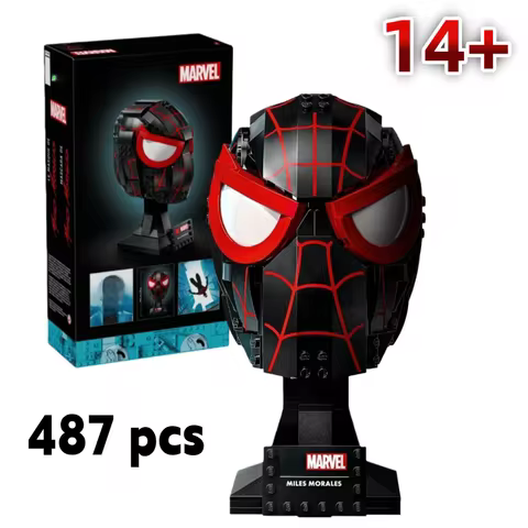 76329 New Miles Morales Helmet Mask Puzzle Diy Model Bricks Creative Assembly Puzzle Compatible Buil