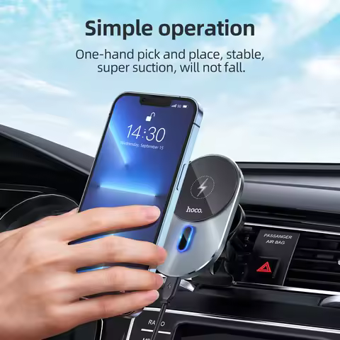 HOCO CA91 Magnetic wireless Fast charging Phone Holder in car 15W Mobile Charger Auto air Outlet Nav