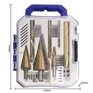 【รับประกันของแท้】7 Pcs of step drill woodworking pull slot saw drill center punch set set of triangu