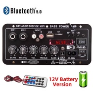 220V 12V Digital Bluetooth Amplifier Board Subwoofer Dual Microphone Karaoke Amp Speaker Home Theater DIY Rechargable Version