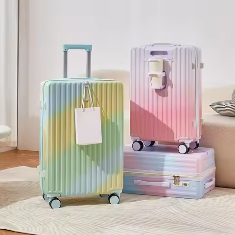 Gradient Color Suitcase Premium Large Capacity Travel Luggage Password Lock Student Friendly Large-c