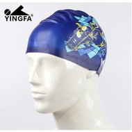YINGFA waterproof swimming cap made of silicon material with pattern C0082