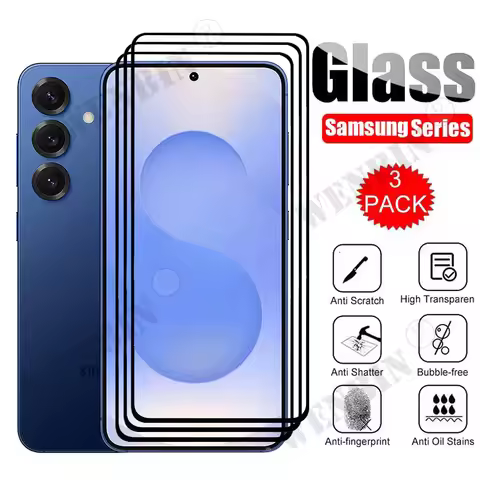 3 Pcs Tempered Glass For Samsung S25 Ultra Edge Plus Screen Protector On Galaxy S24 S23 Ultra A56 A1