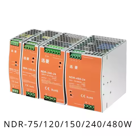 NDR/EDR Rail Mounted Switch Power Supply NDR-75 120 150 240 480W Output 24V 48V Industrial DIN Rail