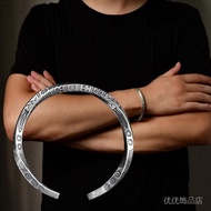 Bracelet   手链/手镯  莫比乌斯环手镯镀999纯银复古做旧男维京战镯子开口图腾纯银手环