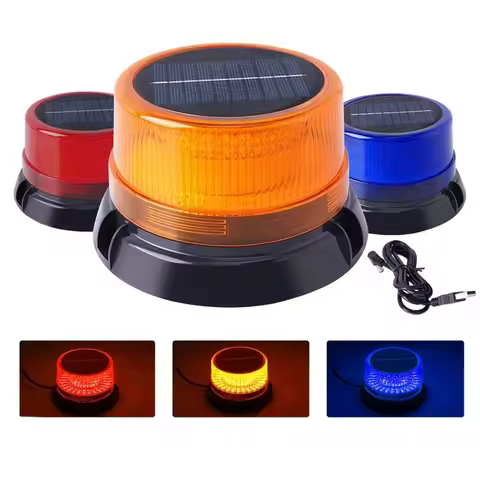 Magnetic Beacon Lights12V 24V Strobe Light Amber Warning Lights Safety Light Solar for Trucks Vehicl