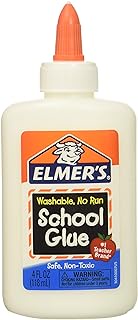 Elmers Washable No-Run School Glue, 4 oz, 4 bottles (E304)