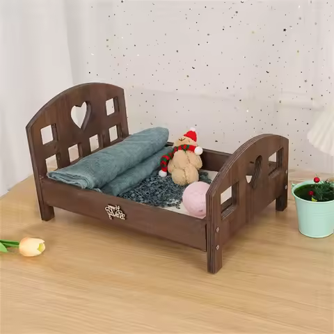 Small Wooden Bed Hundred Day Baby Crib Posing Assistance Solid Decorations