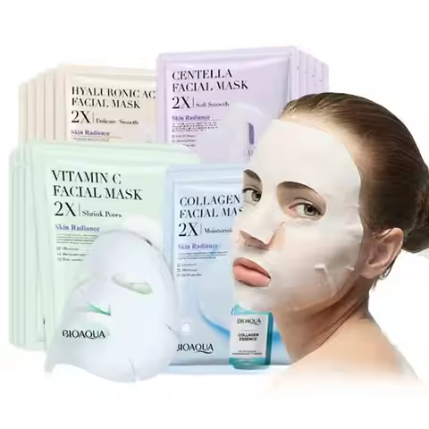 4/8/12pcs BIOAQUA Centella Collagen Face Mask Moisturizing Refreshing Sheet Masks Hyaluronic Acid Fa