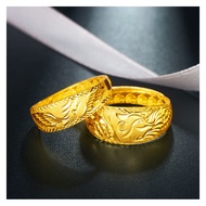 ring for woman ring Gold Shop Same Style Sand Gold 999 Gold Color Dragon Phoenix Couple Ring Men Wom