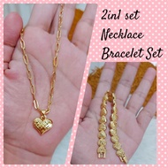 10k Saudi Gold Necklace Bracelet Set