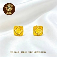 IBRIZ Jewellery SE031 | 999 Gold Earring Sunflower Earrings For Women Subang Emas 999 Original Antin