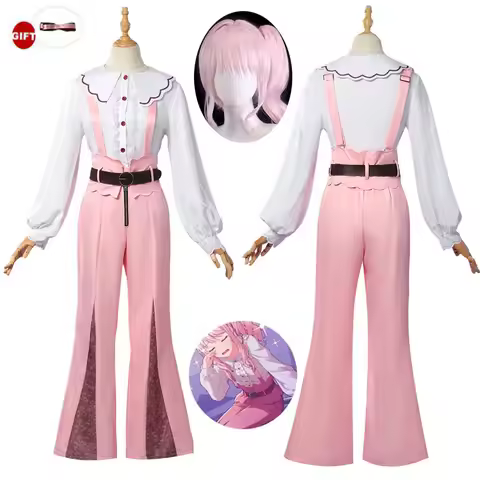 Akiyama Mizuki Pink Sweet Cosplay Costume Wig Project Sekai Colorful Stage Girl Strap Pants Set Hall