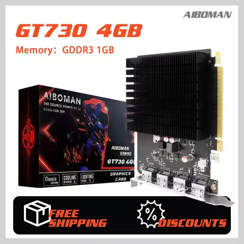 AIBOMAN VGA card GT730 4GB GDDR3 HDMI*4 Gaming Office Graphics Card 128Bit PCl Express 2.0 X16