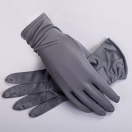 ♤♛ 100 Natural Mulberry Silk Gloves Summer Female Ultra Thin Breathable Sleep Moisturizing Sunscreen Anti-UV Driving Mittens M51