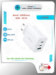 Củ sạc nhanh RAVPower 2 cổng - 65W PD [GaN tech] RP-PC133/CPCN002 [BH12T]