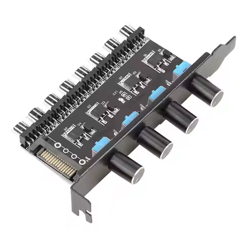 12V Computer Case Fan Hub Regulator 8 Way 4 Knob SATA/4Pin fan Speed Controller Fan Control cooling 