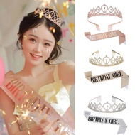 Sweet Flash Dimond Birthday Crown + Shoulder Strap Set BIRTHDAY GIRL Belt Etiquette Belt Party Decor