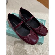 (READY SIAP KIRIM) Cozymarkets - Minete ribbon ballet flatshoes warna Glossy Burgundy